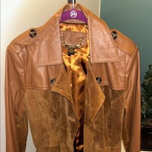 IMAN Tan Leather Coat